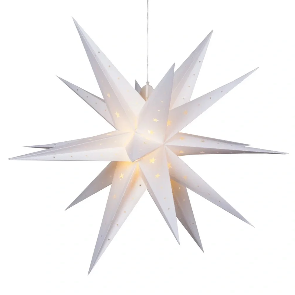 30” Christmas Moravian White Led Star Indoor/Outdoor Bat.Operated Timer